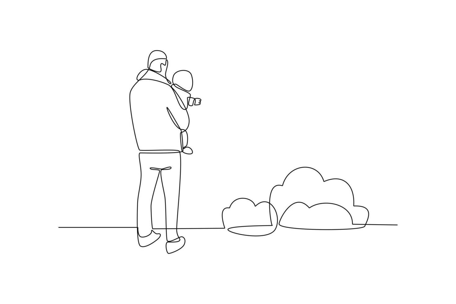 A line drawing of a person holding a child.